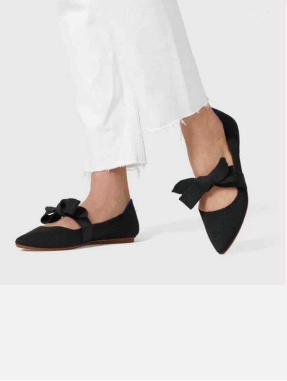 Rothy's Pointed Toe Mary Jane Bow Tie Flats Black 9